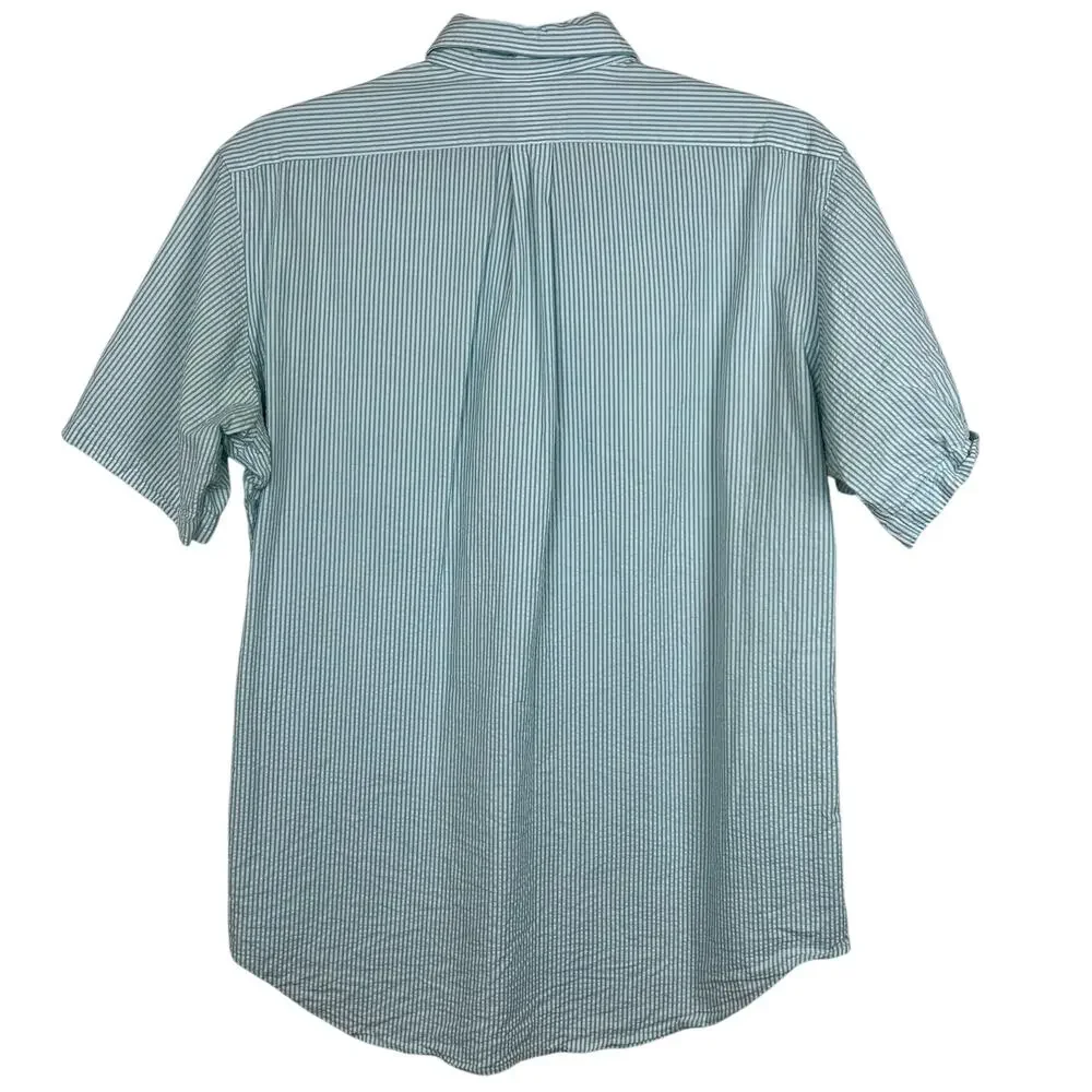 Ralph Lauren Seersucker Shirt men's Large classic fit, blue\ white stripe - Picture 2 of 5
